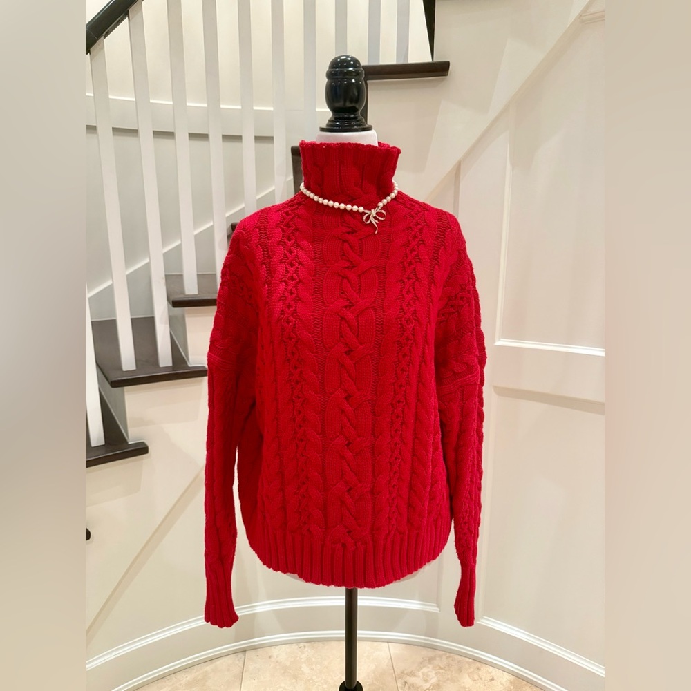 Red Cable Knit Sweater